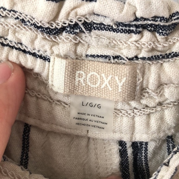 ROXY Oceanside Flare Striped Pants Size L Cotton Summer Surf Beach Vacation - Picture 14 of 16